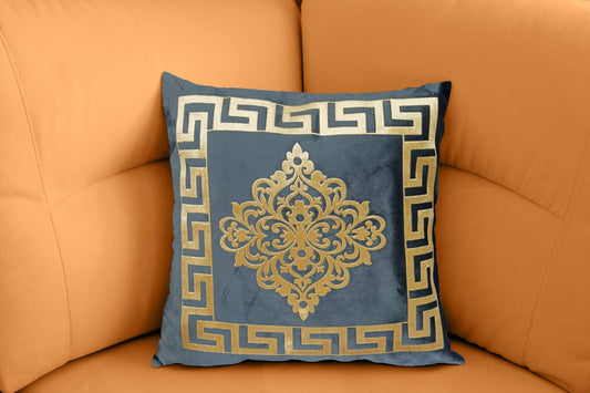 Embossed Grey Velvet Laser Cut Cushion Cover 17 x 17