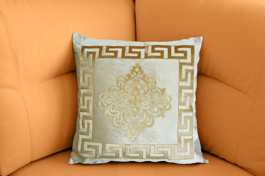 Embossed White Velvet Laser Cut Cushion Cover 17 x 17