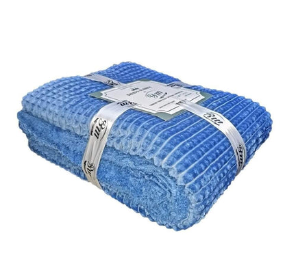 Traditional Blue Fleece Velvet Sherpa Blanket