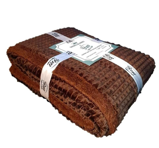 Traditional Chocolate Brown Fleece Velvet Sherpa Blanket