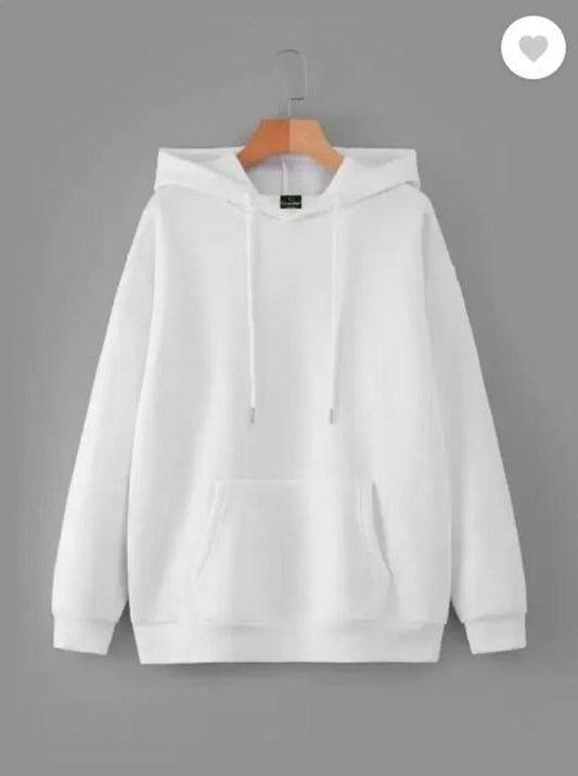 Men's Boys White Plain White Fleece Hoodie S M L XL (FREE DELIVERY)