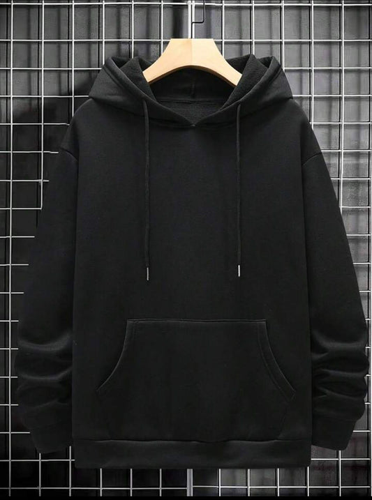 Men's Boys Plain Black Fleece Hoodie S M L XL (FREE DELIVERY)